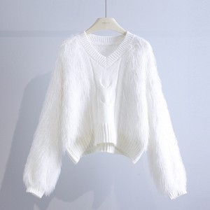Sweater/Knitwear Knitted Plain Color Long Sleeves V-Neck Ladies' Autumn/Winter