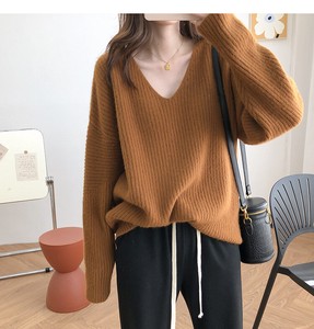 Sweater/Knitwear Knitted V-Neck Ladies'