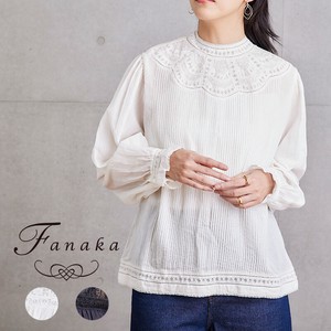 Button Shirt/Blouse Leaver Lace Pintucked Fanaka