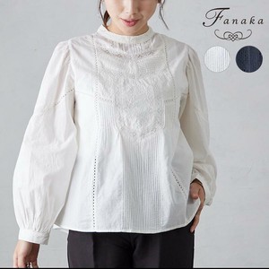 Button Shirt/Blouse Lace Blouse Fanaka Chain Stitch Embroidered