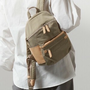 【多機能】【ナイロンタフタ×リサイクルレザー】デイリーミニリュック