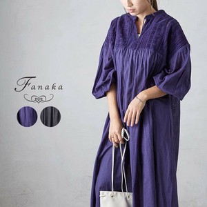 【Fanaka2023AW SALE】別珍ﾖｰｸ刺繍ワンピース