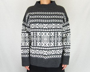 Sweater/Knitwear Pullover Jacquard High-Neck Wide Autumn/Winter 2023 Made in Japan
