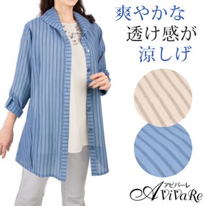 【特価】ストライプデザインブラウス★トップス ミセス 婦人服 羽織り 春夏