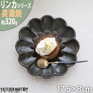 リンカ 黒練 17.5×3cm 丸皿 プレート 美濃焼 和食器 カネコ小兵 約320g 日本製