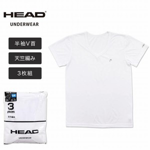 HEAD ヘッド メンズ 半袖 Tシャツ Vネック インナー 無地 綿混 3枚組
