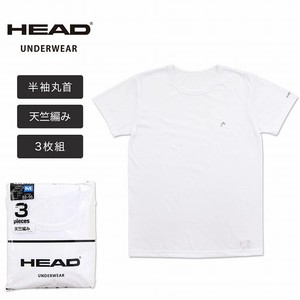 HEAD ヘッド メンズ 半袖 Tシャツ クルーネック インナー 無地 綿混 3枚組
