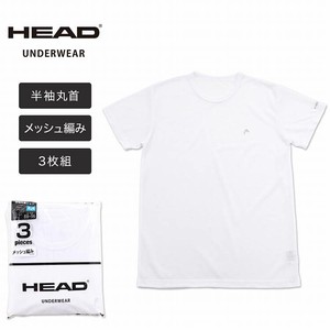 HEAD ヘッド メンズ 半袖 Tシャツ クルーネック インナー 無地 メッシュ 3枚組