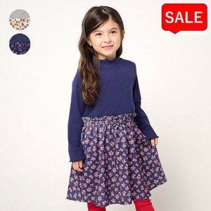 Kids' Casual Dress Switching Dress Floral Pattern Corduroy High-Neck