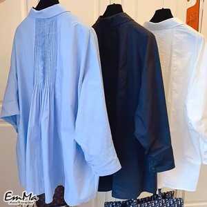 【2023AW】 EF1020 バックプリーツシャツ デザインシャツ 長袖 春 秋 カジュアル
