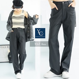 Full-Length Pant Faux Leather Wide L Ladies 70cm