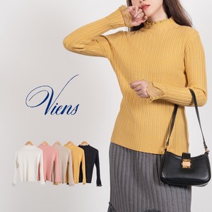 Sweater/Knitwear Plain Color High-Neck Rib 5-colors