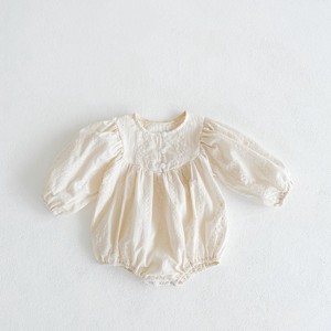 婴儿连身衣/连衣裙 刺绣 长袖 圆形 自然 新生儿
