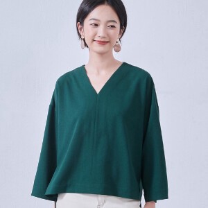 Button Shirt/Blouse Pullover Mini V-Neck Simple Autumn/Winter