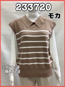 Sweater/Knitwear Pearl Knitted Vest Tops Border Ladies