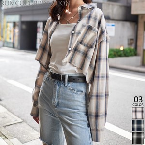 Button Shirt/Blouse Pocket Plaid Short Length 【2023NEWPRODUCT♪】