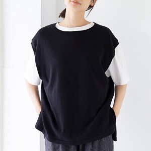 Vest/Gilet Organic black Cotton Sweater Vest