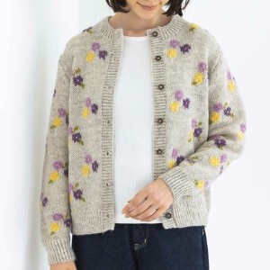 Sweater/Knitwear Floral Pattern Knit Cardigan M