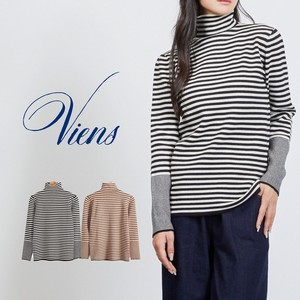 Sweater/Knitwear Knitted High-Neck Border 2-colors