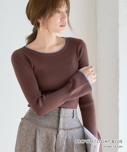 Sweater/Knitwear Boat Neck Ladies fashion Ribbed Knit