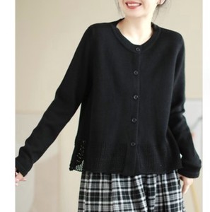 Cardigan Knitted Plain Color Long Sleeves Cardigan Sweater Ladies