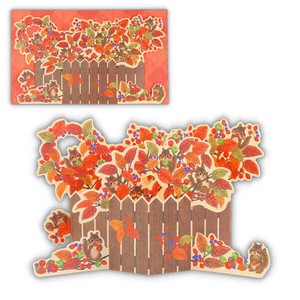 ダイカット リスと紅葉【秋柄立体カード】