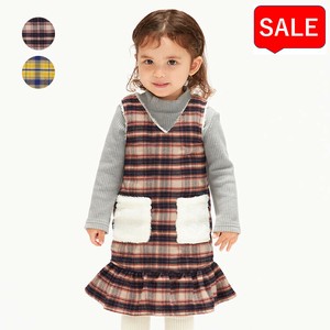 Kids' Casual Dress Check Pattern Pocket Pinafore Dress