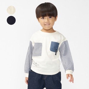 Kids' 3/4 Sleeve T-shirt Color Palette Stripe Mixing Texture Switching