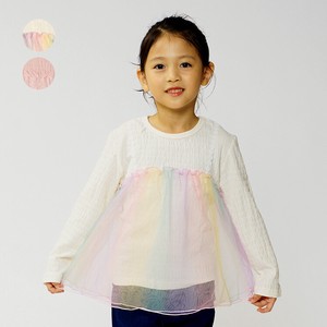 儿童七分袖～长袖上衣 切换 可爱 彩虹 薄纱