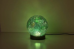 【2023秋冬】モザイクLEDランプボール型（無段階調光）AC電源アダプター付きオーロラフォレストグリーン