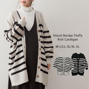 Sweater/Knitwear V-Neck Knit Cardigan Border Ladies