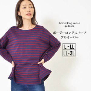 T-shirt Pullover Drop-shoulder Tops L Border Ladies'