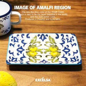 エクスチェルサ(EXCELSA) アマルフィ スクエアプレート 20cm 柄 レモン かわいい 平皿 デザート皿