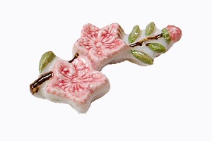 江泉窯 桃の花 箸置　【日本製 京焼・清水焼  5個セット 箸置】