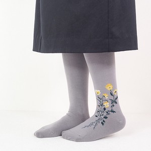 厚裤袜 女士 棉 花卉图案 日本制造