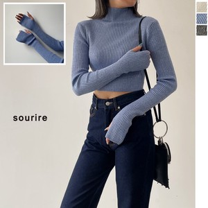 Sweater/Knitwear Pullover Cropped High-Neck 2023 New