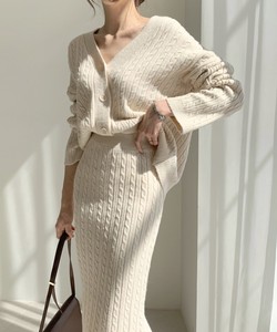 Dress Suit Plain Color Long Sleeves V-Neck One-piece Dress