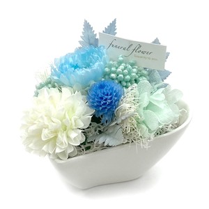 コレクト アイスブルー プリザーブドフラワー 現代仏花 供花 お供え リンギク キク 菊 和風 ギフト