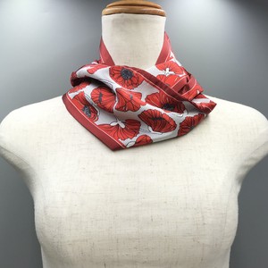 Thin Scarf Red Floral Pattern Stole