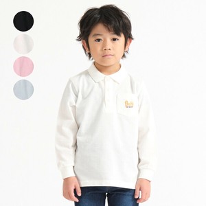 ロゴ刺繍鹿の子無地長袖ポロシャツ　V10502　日本製、本体綿100%、無地、冠婚葬祭、通園通学、行事
