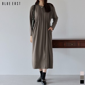 Casual Dress Long Sleeves Long One-piece Dress Ladies' Drawstring Cut-and-sew