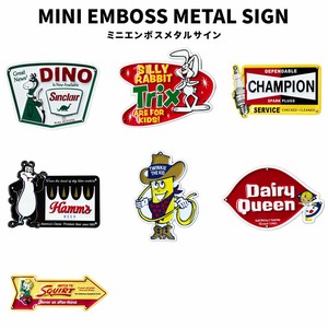 MINI EMBOSS METAL SIGN ミニ エンボス メタル サイン SINCLAIR SILLY RABBIT CHAMPION ベア COWBOY DAIRY