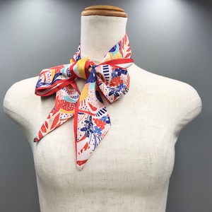 Thin Scarf Red Colorful Floral Pattern Stole