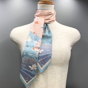 ストール　スカーフ　ピンク　金魚　花柄　ロゴ
