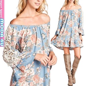 Casual Dress Floral Pattern One-piece Dress M