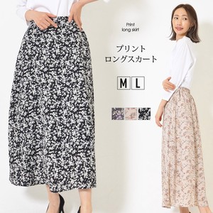 Skirt Waist Floral Pattern Pocket L Flare Skirt Ladies