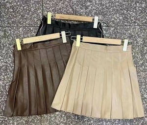 Skirt Tuck Pleat Faux Leather