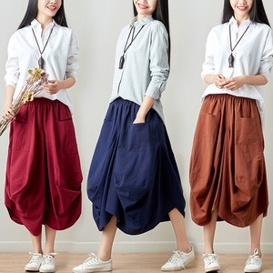 Skirt Cotton Linen Wide Pants Ladies'