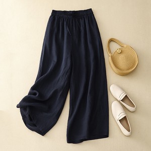 Full-Length Pant Plain Color Cotton Linen Wide Pants Ladies
