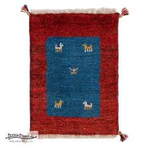 ギャッベ　ペルシャ　イラン　オーガニックウール　絨毯　ラグ　玄関マットS　41.5×57cm　M2387_RE